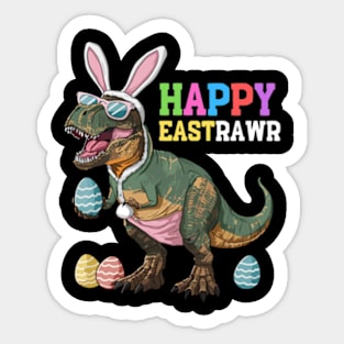 Happy Eastrawr T Rex Easter Bunny Dinosaur Eggs Boys Kids Sticker